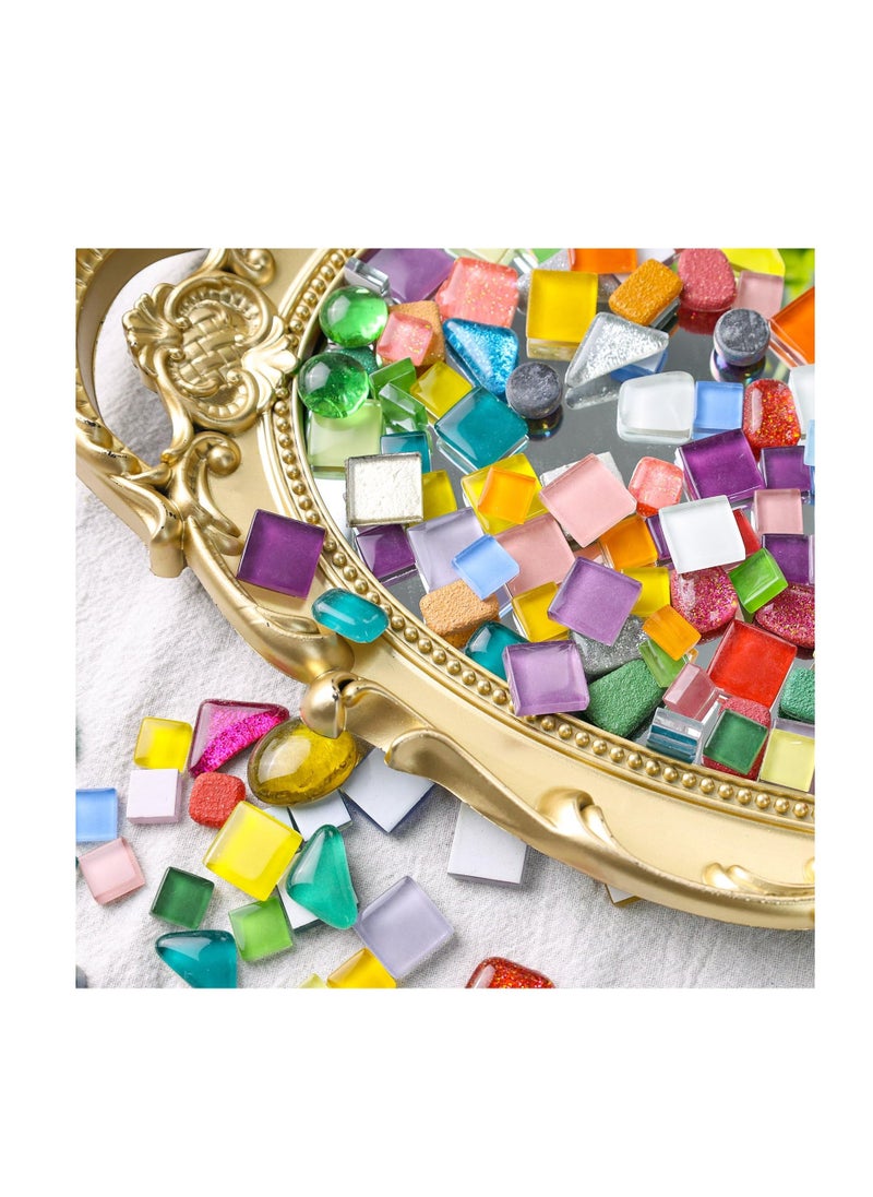 Mosaic Tiles Bulk, 250g Colorful Small Glass Pieces, Irregular Tiles Mosaic Glass, Glass Mosaic Tiles, Stained Glass Pieces for DIY Picture Home Mosaic Decoration - Image 5