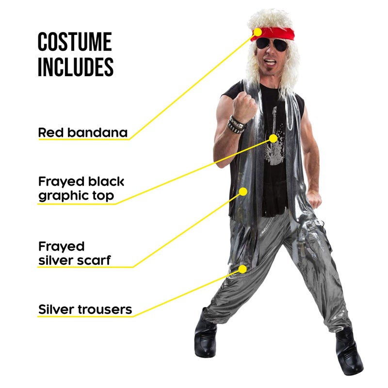 Morph 80s Rocker Costume Men, Rockstar Outfit, Rock and Roll Attire, Retro Rocker Look, 80 s Rocker Costume Outfit For Men, Large - Image 3