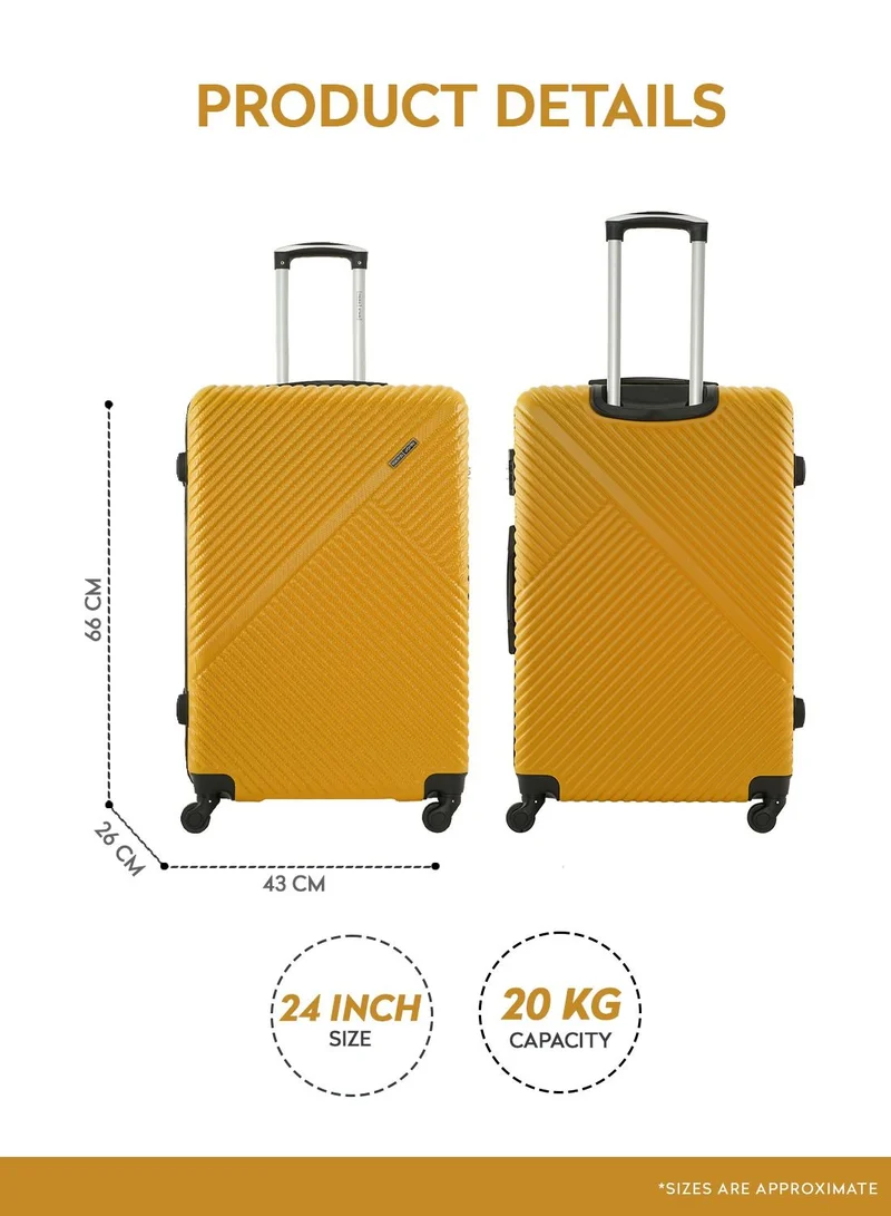 PARAJOHN Medium 24-Inch ABS  Lightweight Hardshell Luggage Trolley | carrying 20kg 4-Wheel Spinner Suitcase Yellow