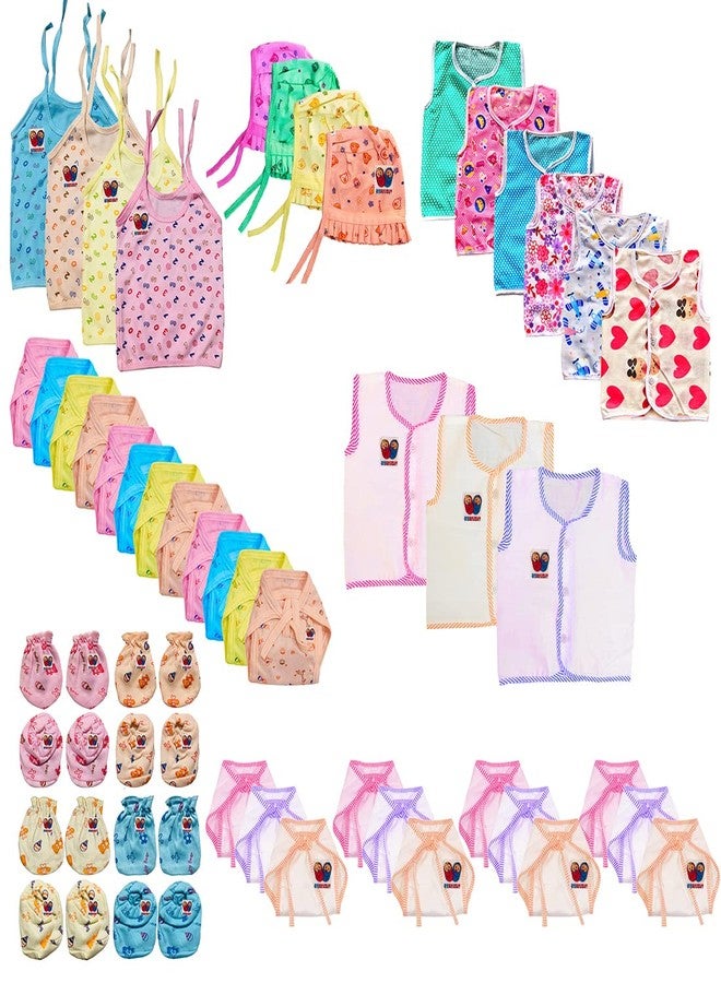 BIGBOUGHT Baby Cloth Set Combo of 49 Items, 0 to 4 Months Unisex Clothing Set of Baby (Hosiery Soft Material) Pack of 49 - Image 1