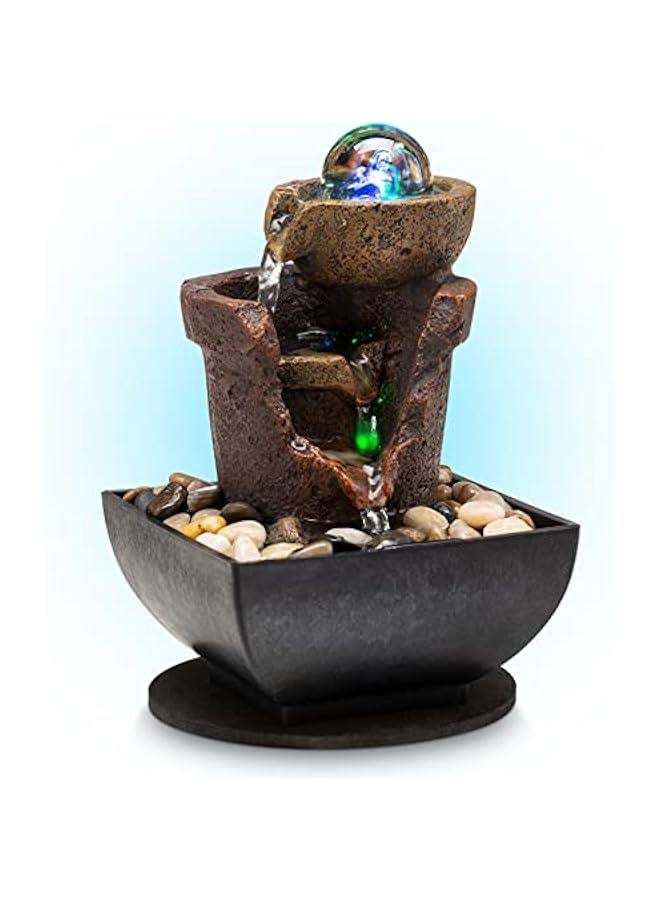 Tabletop Fountain Indoor Waterfall Meditation Fountain Office Relaxing Tabletop Fountain Includes Many Natural River Rock LED Lights Rolling Decorative Bubble Balls  - Image 4