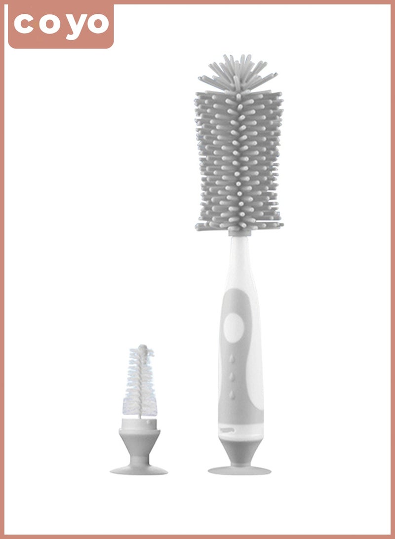 COYO 2 in 1 Silicone Bottle Brush Baby Bottle Cleaner Nipple Brush Detachable Brush Standing Brush Set For Feeding Bottles Cleaner for Narrow Neck Bottles - Image 1