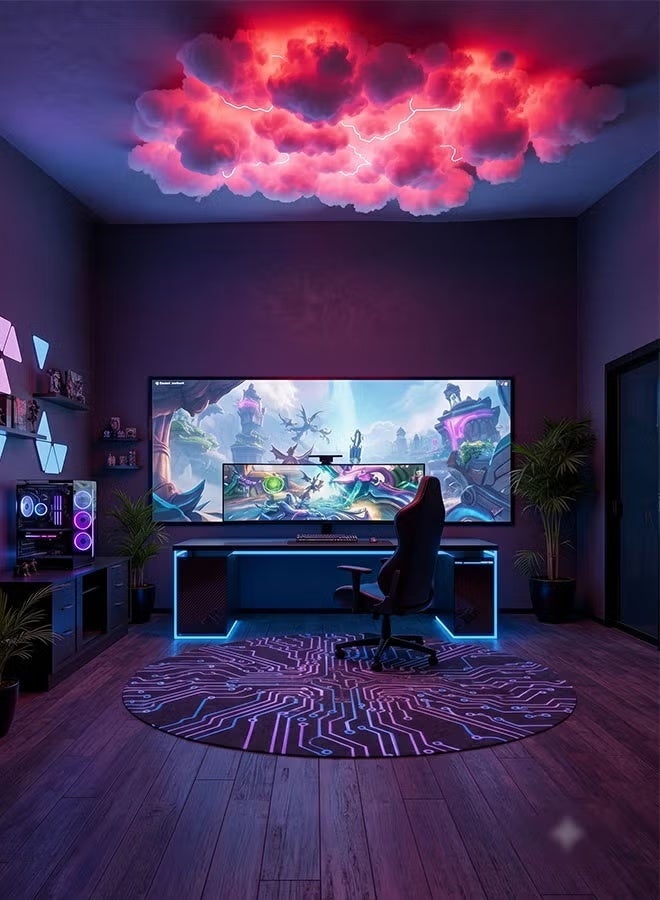 RGB LED Strip Lights 2M, 3D Big Cloud Light with Thunder Effects, Music Sync Multicolor Changing, APP & Remote Control, 360° Wireless, DIY Thundercloud Set for Gaming Room, Basement, Party Decor - Image 4