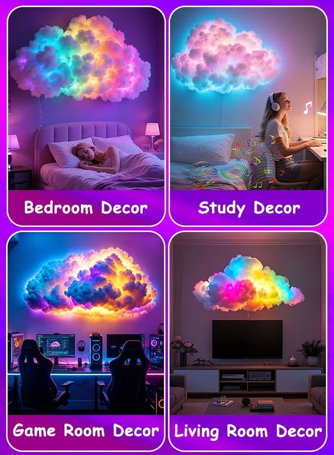 RGB LED Strip Lights 2M, 3D Big Cloud Light with Thunder Effects, Music Sync Multicolor Changing, APP & Remote Control, 360° Wireless, DIY Thundercloud Set for Gaming Room, Basement, Party Decor - Image 3