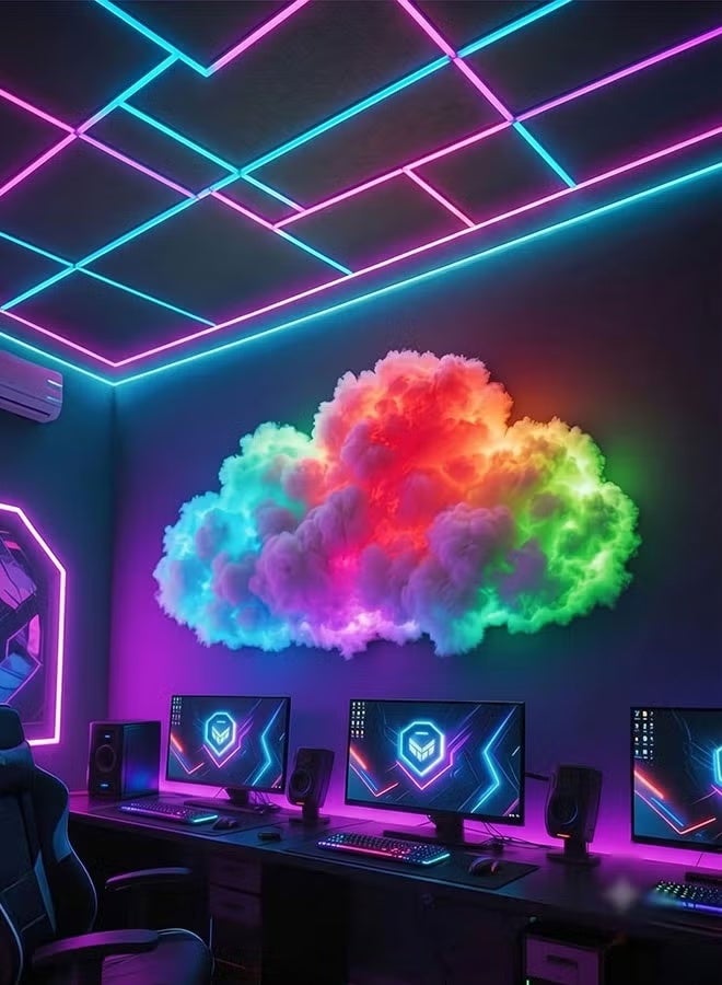 RGB LED Strip Lights 2M, 3D Big Cloud Light with Thunder Effects, Music Sync Multicolor Changing, APP & Remote Control, 360° Wireless, DIY Thundercloud Set for Gaming Room, Basement, Party Decor - Image 5