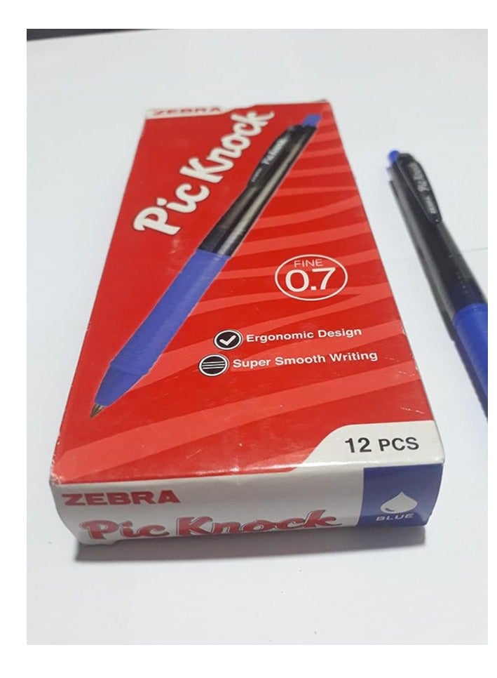 ZEBRA Pic Knock Ball Pen (0.7, Blue, Box of 12 Pieces)  - Image 1
