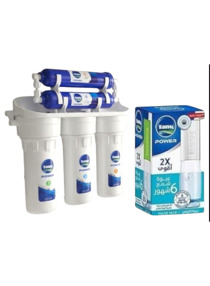 Tank Plus 5-stage water filter with an economy pack that lasts up to 6 months