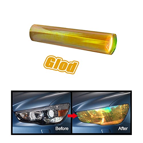 ATMOMO Golden Self Adhesive Shiny Chameleon Headlights Films Tint Vinyl Film 11.81'' x 78.74'' - Image 2