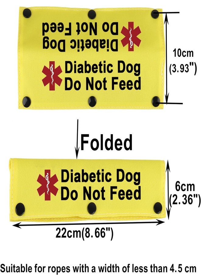 BLUPARK Medical Alert Dog Leash Sleeve Diabetic Dog Do Not Feed Dog Leash Wrap Sleeve Alert Tag Pet Birthday Gift (Diabetic Not Feed-YE Sleeve) - Image 2