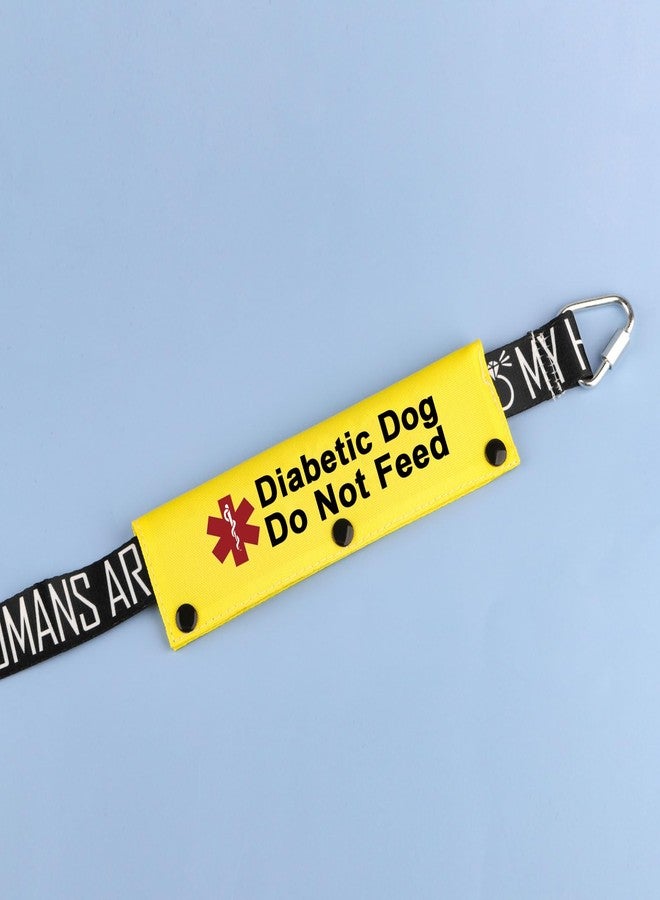 BLUPARK Medical Alert Dog Leash Sleeve Diabetic Dog Do Not Feed Dog Leash Wrap Sleeve Alert Tag Pet Birthday Gift (Diabetic Not Feed-YE Sleeve) - Image 3