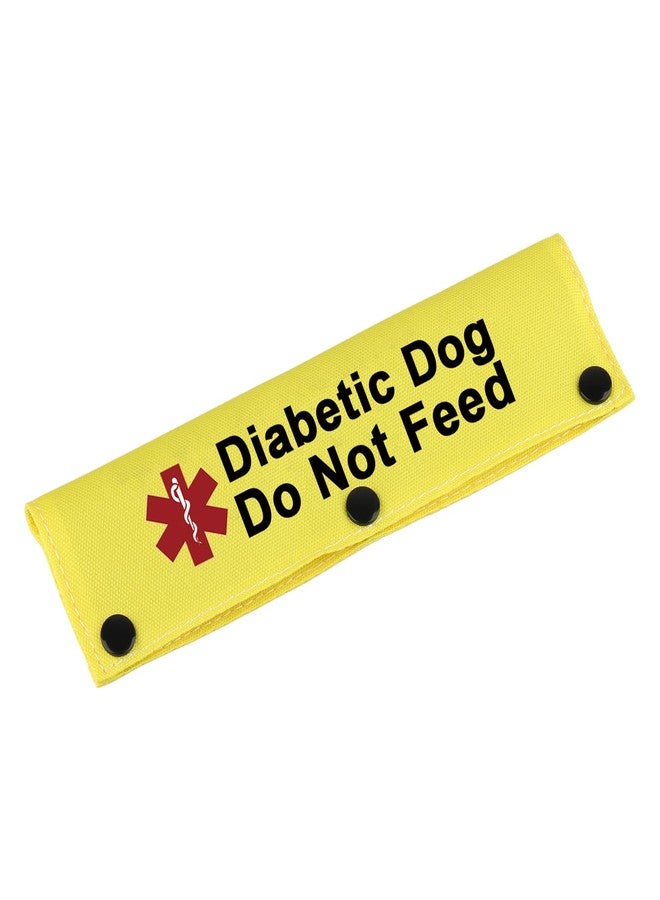 BLUPARK Medical Alert Dog Leash Sleeve Diabetic Dog Do Not Feed Dog Leash Wrap Sleeve Alert Tag Pet Birthday Gift (Diabetic Not Feed-YE Sleeve) - Image 1