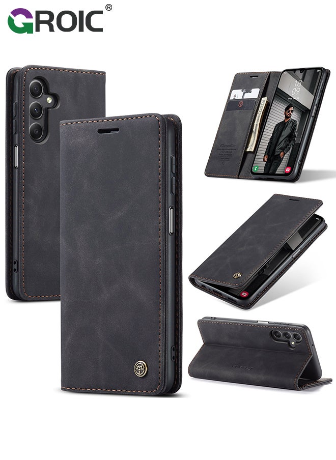 GROIC For Samsung Galaxy S24 Case, Luxury Leather Wallet Cover, Leather Wallet Case Classic Design with Card Slot and Magnetic Flip Folding Case,Samsung S24 Phone Shell 6.1''  - Image 1