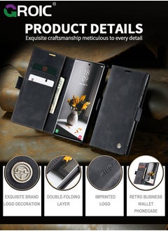 GROIC For Samsung Galaxy S24 Case, Luxury Leather Wallet Cover, Leather Wallet Case Classic Design with Card Slot and Magnetic Flip Folding Case,Samsung S24 Phone Shell 6.1''  - Image 4