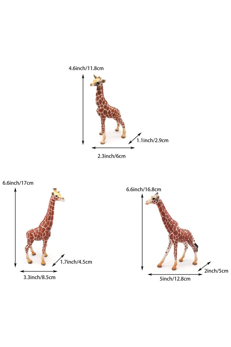 هالامودو مجموعة أرقام الحيوانات الزرافة 3 قطعة - مجموعة لعبة الزرافة الواقعية ، الزينات الحيوانية البرية ، ألعاب حديقة حيوانات الغابة المعرفية ، هدايا عيد ميلاد الأطفال - Image 2