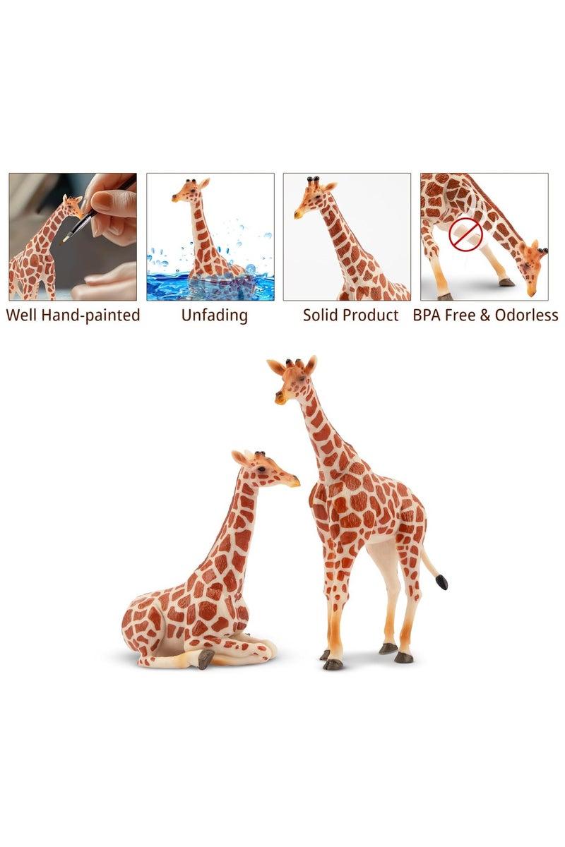 هالامودو مجموعة أرقام الحيوانات الزرافة 3 قطعة - مجموعة لعبة الزرافة الواقعية ، الزينات الحيوانية البرية ، ألعاب حديقة حيوانات الغابة المعرفية ، هدايا عيد ميلاد الأطفال - Image 3