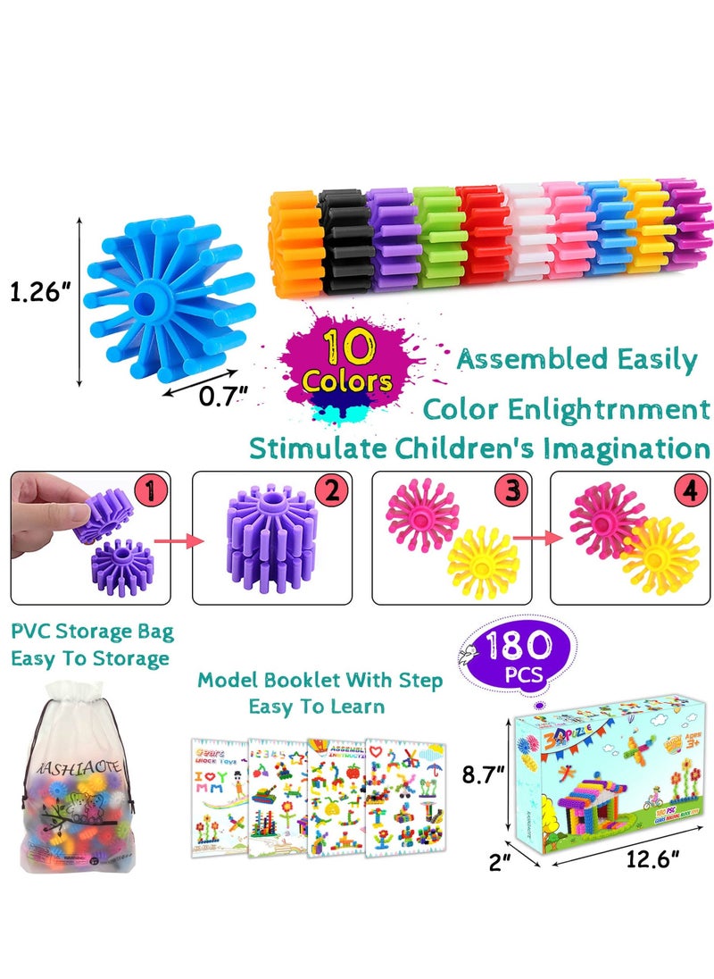 Gears Interlocking Learning Set STEM Construction Toy Kit Building Kids Interlocking Gears Toys for Preschool Kids Boys and Girls Aged 3 Up Creativity Kids Toys 180 Pcs 10 Colors - Image 3