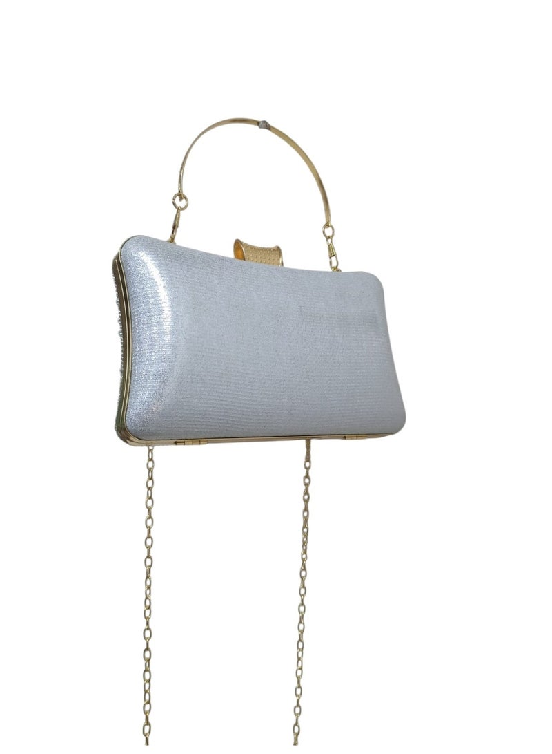 Women's Crystal & Pearl Evening Clutch Bag – Handbag and Crossbody Purse with Metal Handle for Parties & Special Occasions - Image 5