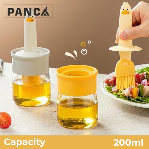 PANCA Oil Dispenser Bottle With Silicone Brush 200ML - Leakproof Transparent Jar for Cooking, Baking, BBQ | Versatile Container With Brush (Yellow) - Image 5