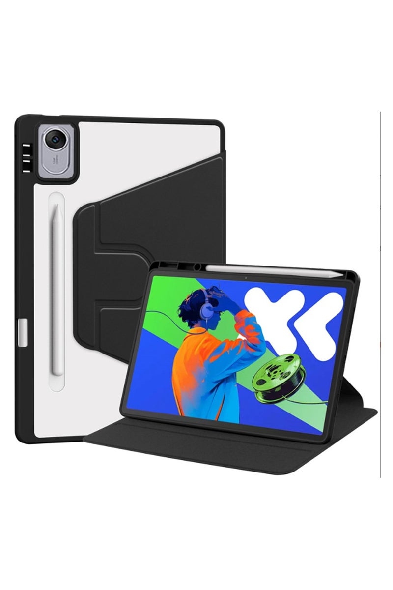 for Lenovo Tab M11 11-Inch Case Cover,Tablet Protective Case  , Acrylic 360 ° Rotating Design, Automatic Wake-up/sleep, Soft Leather, Black - Image 1