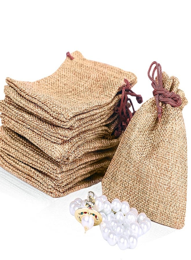 LYSXP 50PCS Burlap Bags with Drawstring，3x4 Inch Drawstring Gift Bag Jewelry Pouches for Wedding Party Favors, DIY Craft Christmas Presents - Image 1