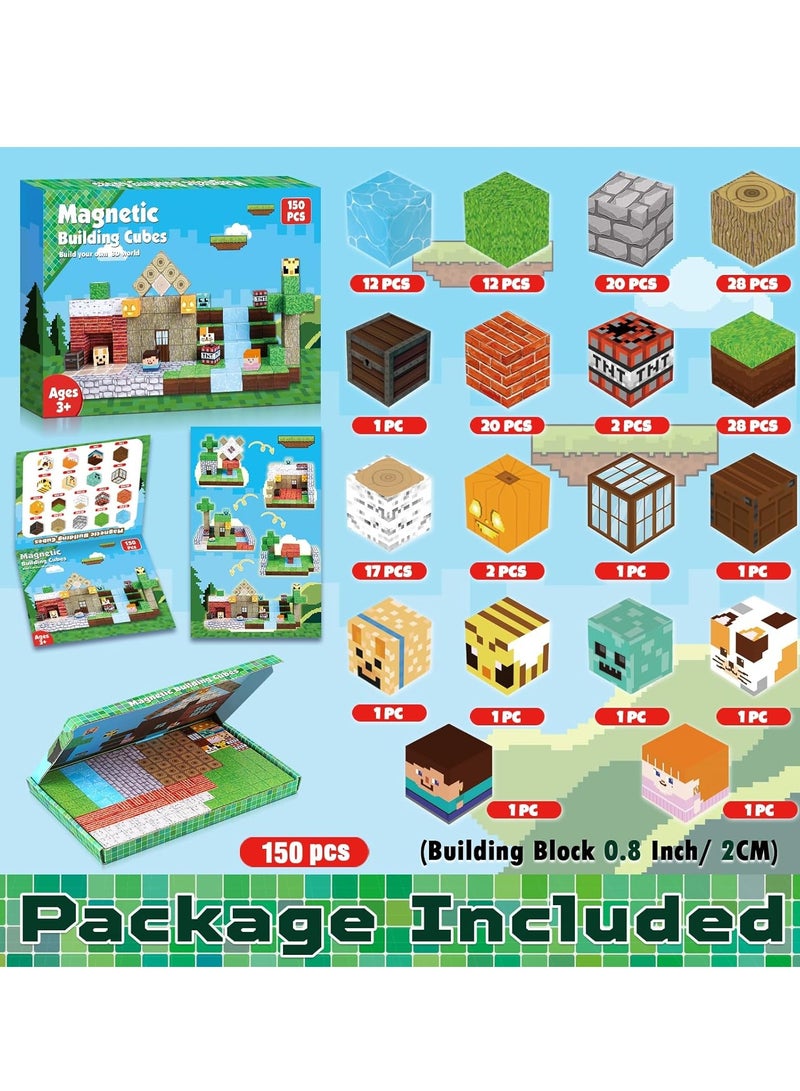 150PCS Magnetic Blocks - Magnetic Building Blocks, Magnet Cubes Toys Stacking, Build Forest World Set, Montessori Sensory Toys for Kids Boys Girls Ages 3-5 6-8 Gifts - Image 2