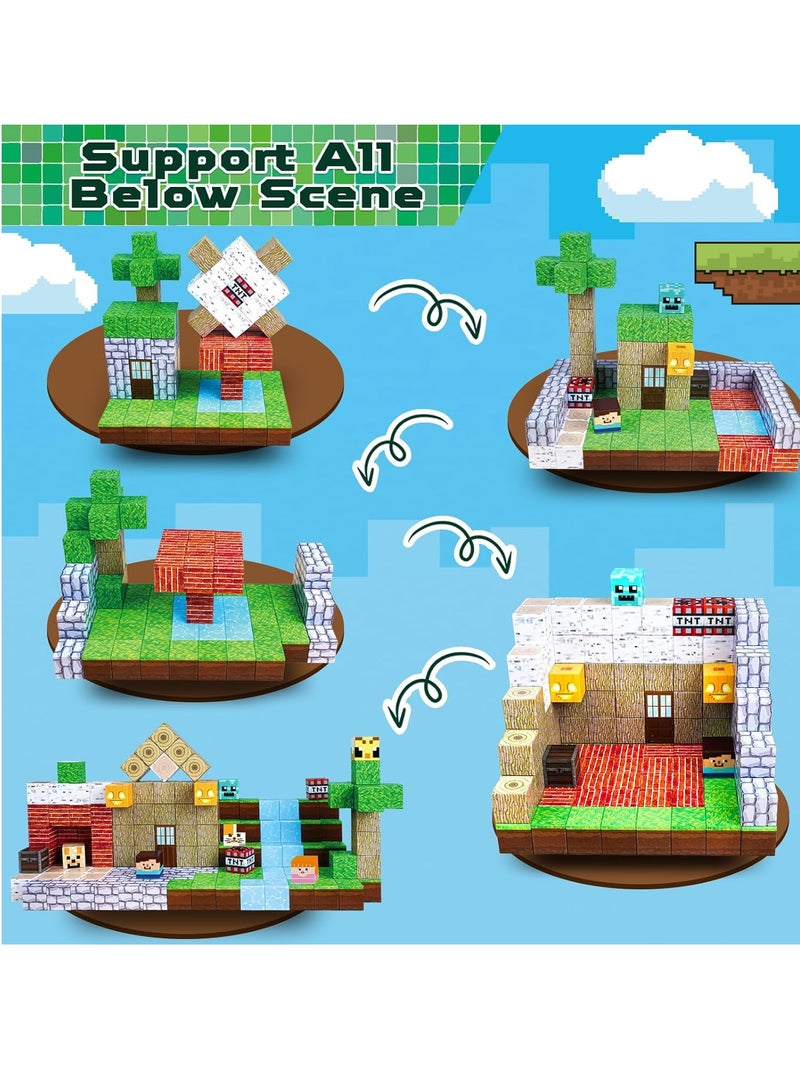 150PCS Magnetic Blocks - Magnetic Building Blocks, Magnet Cubes Toys Stacking, Build Forest World Set, Montessori Sensory Toys for Kids Boys Girls Ages 3-5 6-8 Gifts - Image 3