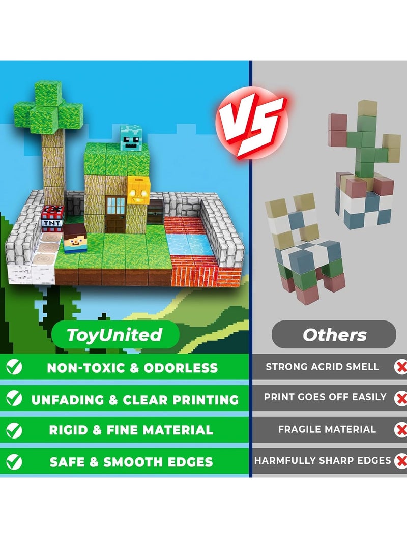 150PCS Magnetic Blocks - Magnetic Building Blocks, Magnet Cubes Toys Stacking, Build Forest World Set, Montessori Sensory Toys for Kids Boys Girls Ages 3-5 6-8 Gifts - Image 4