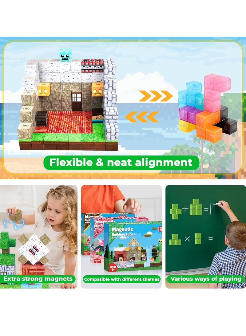 150PCS Magnetic Blocks - Magnetic Building Blocks, Magnet Cubes Toys Stacking, Build Forest World Set, Montessori Sensory Toys for Kids Boys Girls Ages 3-5 6-8 Gifts - Image 5
