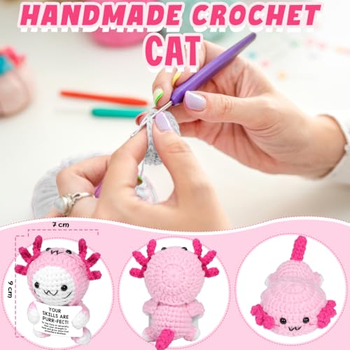 AICase Easter Basket Stuffers Decor Positive Crochet Axolotl,Crochet Cat Animals Stuff Inspirational Fanny Knitted Small Ideas Decorations Birthday Gifts for Women Men Her Sister Mom Dad Girls Boys - Image 4