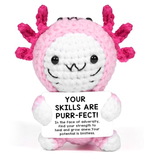 AICase Easter Basket Stuffers Decor Positive Crochet Axolotl,Crochet Cat Animals Stuff Inspirational Fanny Knitted Small Ideas Decorations Birthday Gifts for Women Men Her Sister Mom Dad Girls Boys - Image 1