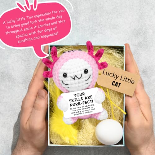 AICase Easter Basket Stuffers Decor Positive Crochet Axolotl,Crochet Cat Animals Stuff Inspirational Fanny Knitted Small Ideas Decorations Birthday Gifts for Women Men Her Sister Mom Dad Girls Boys - Image 5