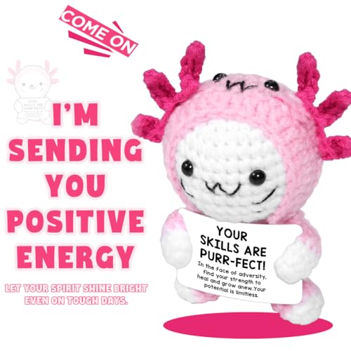 AICase Easter Basket Stuffers Decor Positive Crochet Axolotl,Crochet Cat Animals Stuff Inspirational Fanny Knitted Small Ideas Decorations Birthday Gifts for Women Men Her Sister Mom Dad Girls Boys - Image 3