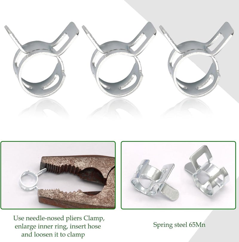 Rierdge 20 Pcs 5/16" ID Spring Band Type Clamps, 8mm Fuel Hose Clamps Fasteners, Silver Spring Hose Clip for Fuel Hose Line Water Pipe Air Tube Silicone Hose - Image 4