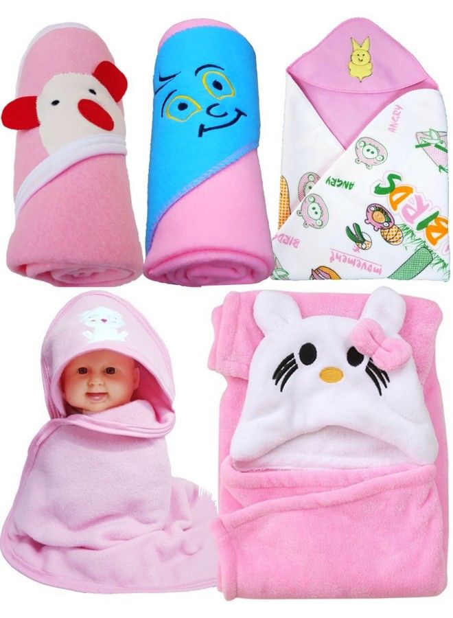 Brandonn Newborn Value Hamper Pack Of 5 Hooded Baby Blankets For Babies(Pack Of 5) - Image 2