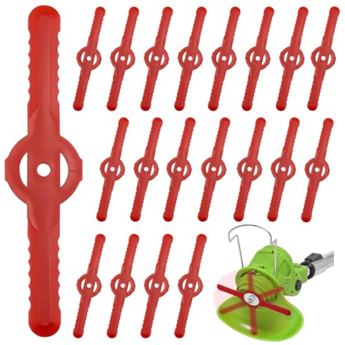 HASTHIP® 20Pcs Mower Blades Replacement - Plastic Blades for Grass Trimmer - 14CM Grass Cutter Blade/Brush Cutter Blade Replacement -Serrated Grass Cutting Blade - Universal Trimmer Replacement Blade - Image 1