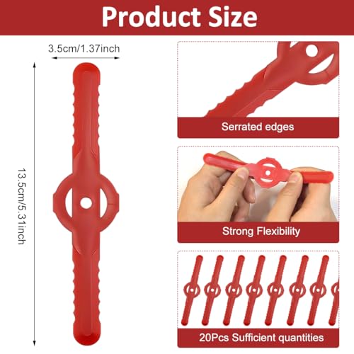 HASTHIP® 20Pcs Mower Blades Replacement - Plastic Blades for Grass Trimmer - 14CM Grass Cutter Blade/Brush Cutter Blade Replacement -Serrated Grass Cutting Blade - Universal Trimmer Replacement Blade - Image 2