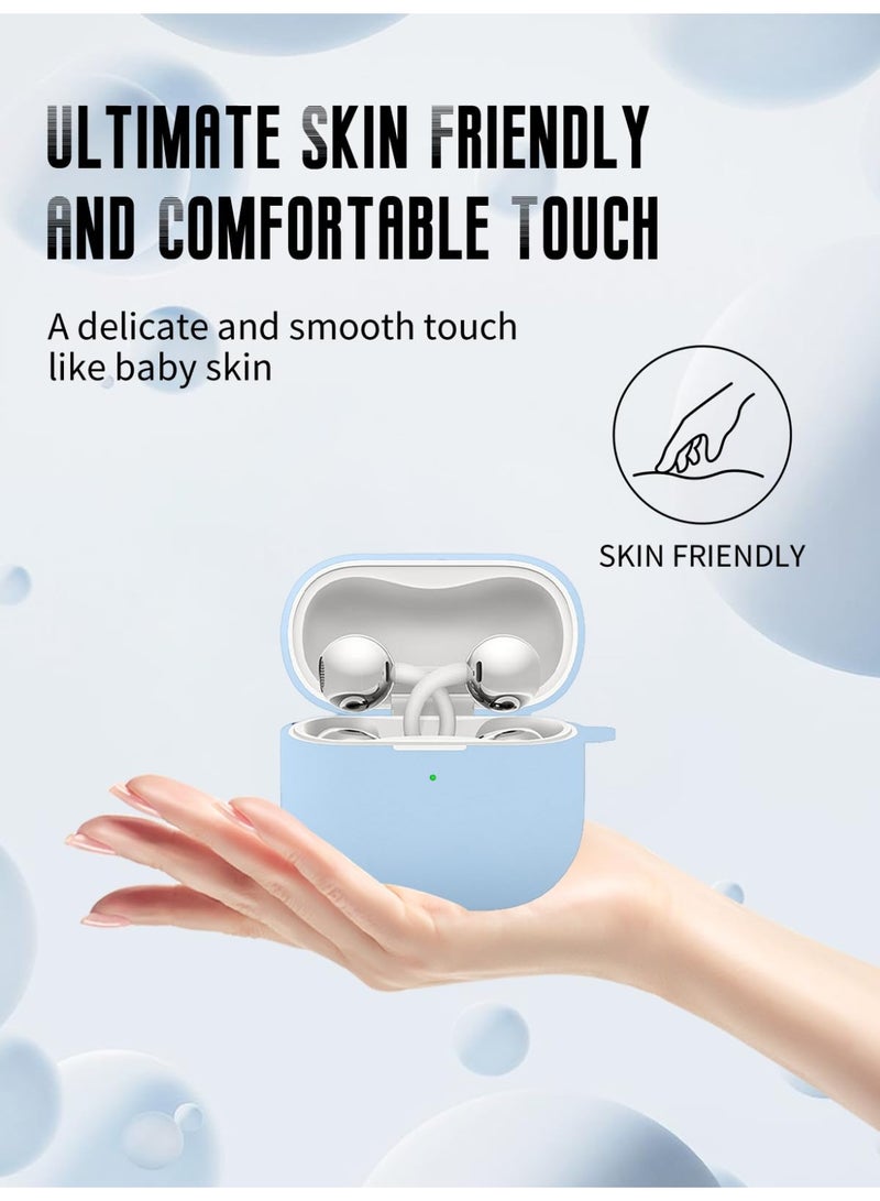 SZOXST Compatible with HUAWEI FreeClip 2 Case Cover, Soft Silicone Shockproof Covers for HUAWEI FreeClip 2 2025 Cases with Keychain and Front LED Visible for Women and Men Sky Blue - Image 4