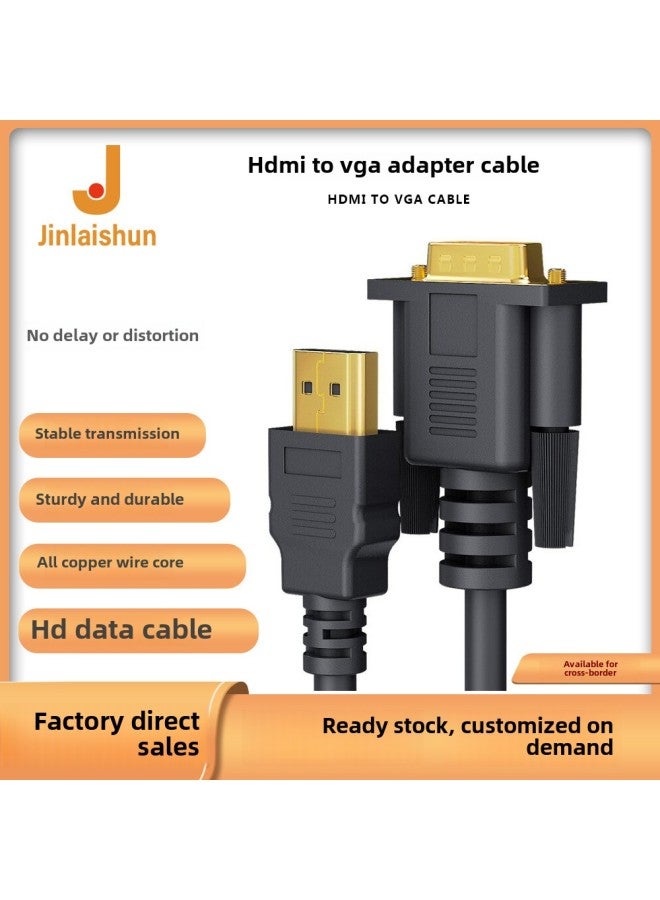 HDMI To VGA Cable 1.8 M VGA Converter HD Notebook Projector With Audio HDMI TO VGA-Color:Black With Chip 1.8m  - Image 2