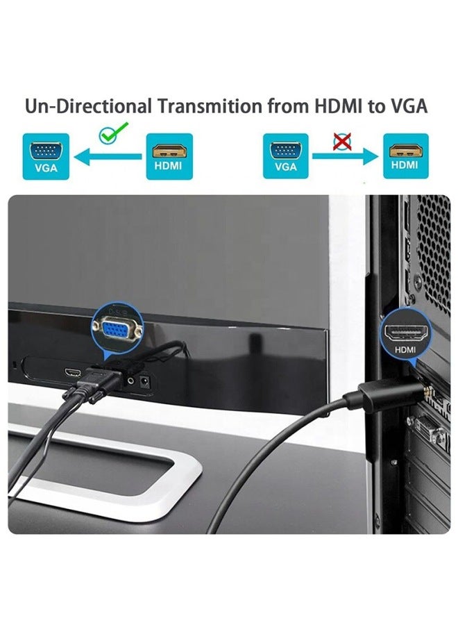 HDMI To VGA Cable 1.8 M VGA Converter HD Notebook Projector With Audio HDMI TO VGA-Color:Black With Chip 1.8m  - Image 4