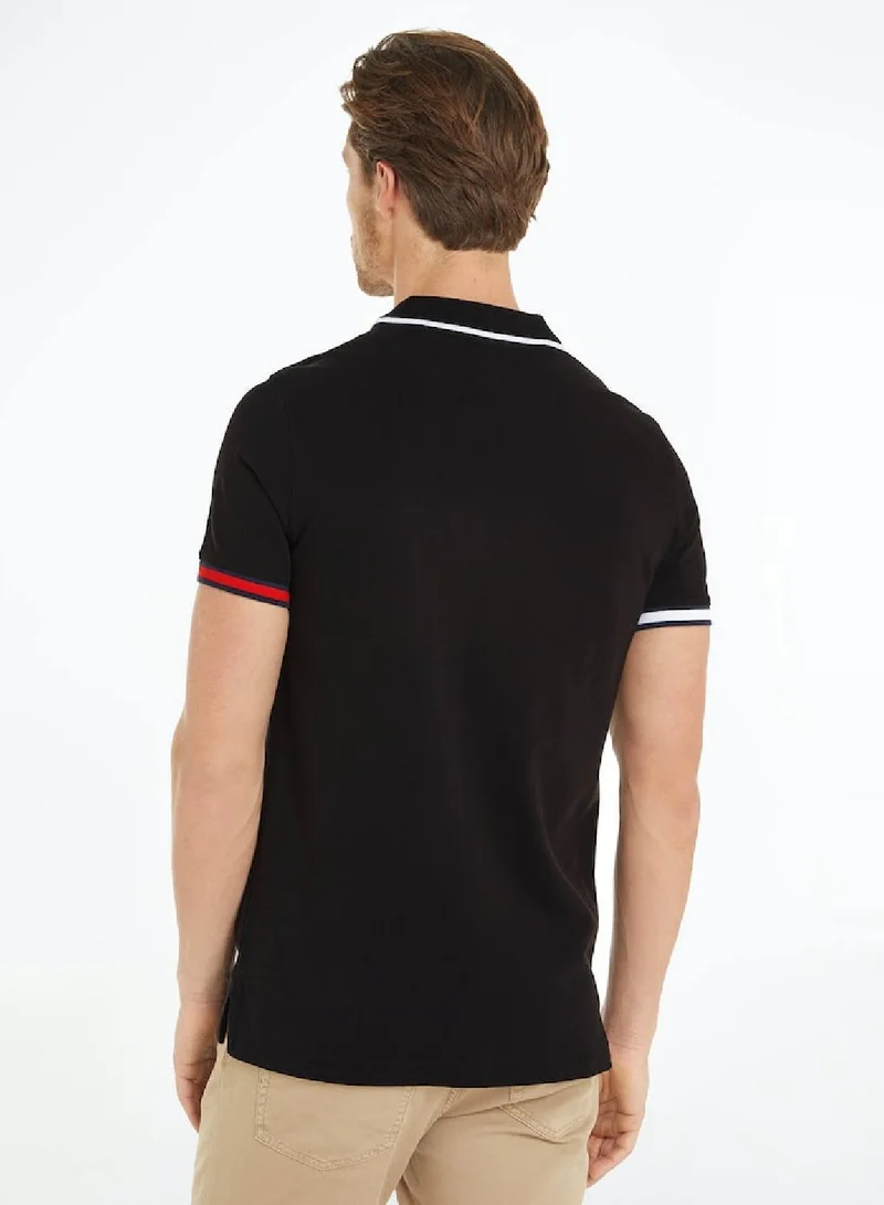 TOMMY JEANS Men's Slim Fit Polo - Cotton, Black