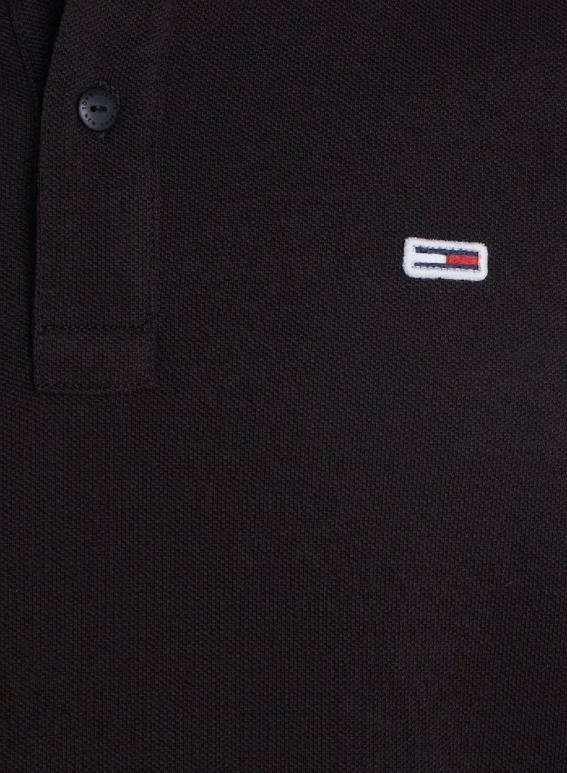 TOMMY JEANS Men's Slim Fit Polo - Cotton, Black