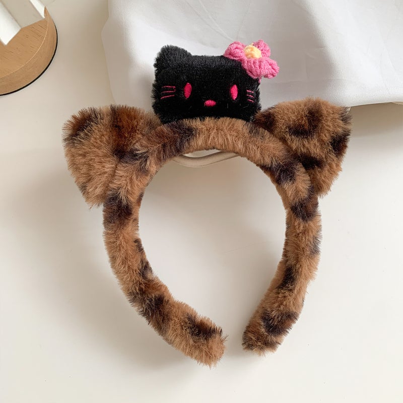 Generic Canyi Special Face Wash for Women 2024 New Autumn and Winter Headband Headband Cute Cartoon Plush Bear Kt Cat Headband G1137-1 black kt
