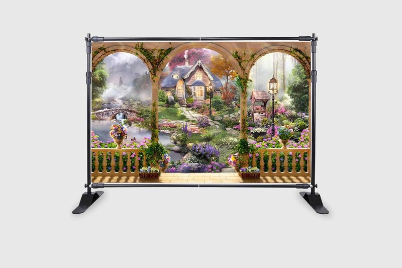 Backdropon خلفية حديقة التراس غابة الحكايات سر الحديقة منظر طبيعي خلفية غابة منزل خشبي شرفة مشهد خلفية لصور البورتريه حجم 5 أقدام ارتفاع و 8 أقدام عرض (5 * 8) - Image 2