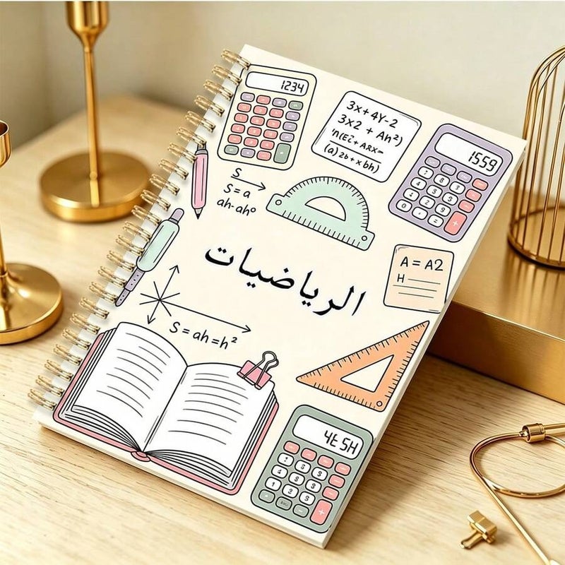 شي إن دفتر رياضيات عربي، قطعة واحدة، مقاس A5، ملزمة حلزونية برسوم كرتونية لطيفة لأدوات الرياضيات والصيغ - Image 4