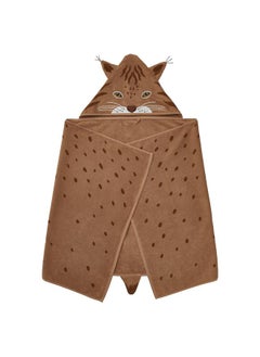 Towel with hood, lynx shaped/brown, 70 140 cm