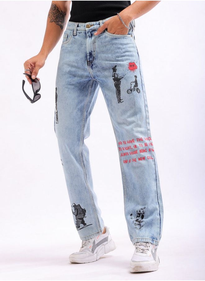 The Indian Garage Co Men Vintage Straight Fit Character Mid-Rise Jeans  - Image 1