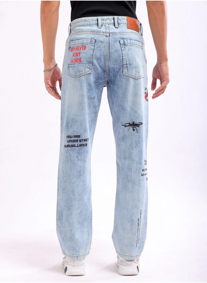 The Indian Garage Co Men Vintage Straight Fit Character Mid-Rise Jeans