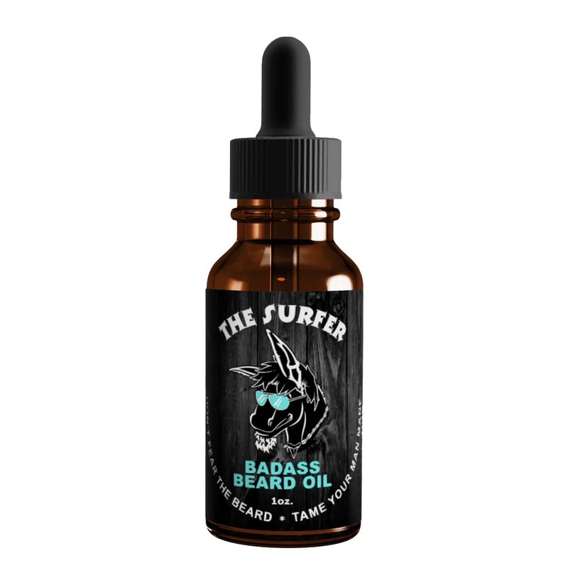 Badass Beard Care Beard Oil For Men  Surfer Scent 1 oz  Natural Ingredients Keeps Beard and Mustache Full Soft and Healthy Reduce Itchy Flaky Skin Promote Healthy Growth