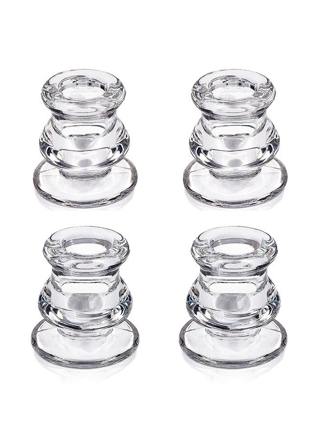AL RAID Candlestick Holders Bulk - 4PCS Taper Candle Holders for Table Centerpiece - Thick Glass Candle Holders for Wedding, Party and Festival Decoration - Image 1