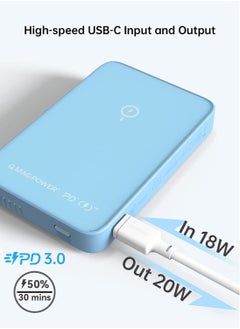 Momax Q.Mag Power 9 5000mAh Magnetic Wireless Battery Pack With Stand Compatible With Magsafe - Blue  - Image 2